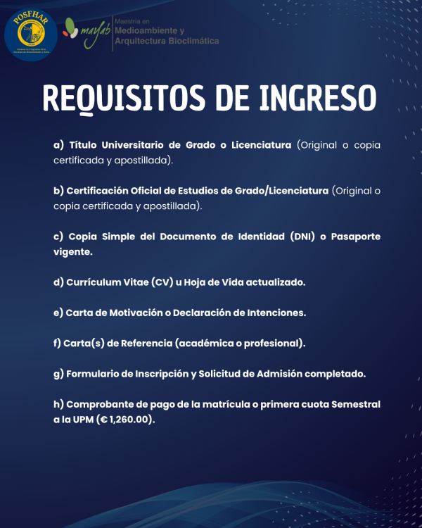 Requisitos de ingreso MAYAB